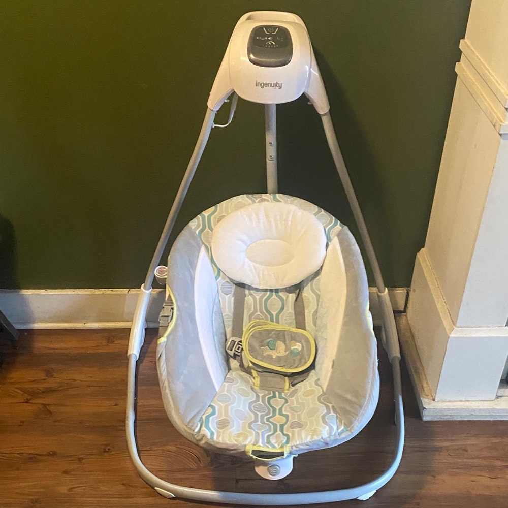 Ingenuity Baby Swing in Gray, White & Mint